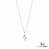 Natural Aquamarine Gemstone With Curved Gold Accent Pendant - Luxury Fine Jewelry