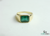 Certified Natural Emerald Cut Zambian Emerald Ring: 18k Solid Gold Solitaire