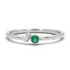 Dainty Round Emerald Diamond Ring – Minimalist Stackable Emerald Ring for Women