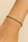 Natural Oval Shape Emerald And Diamond Bracelet In 14k Solid Gold