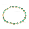 Natural Oval Shape Emerald And Diamond Bracelet In 14k Solid Gold