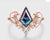 14k yellow gold blue sapphire and diamonds customize ring , sharper wings design ring