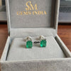 Emerald Earrings 14k Gold, Emerald Cut, Genuine Gemstone Studs