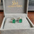 Emerald Earrings 14k Gold, Emerald Cut, Genuine Gemstone Studs