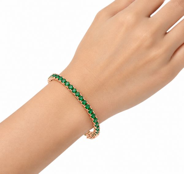 14k rose gold natural emerald 4 carats 6.5 inches length