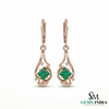 Modern Princess Cut Emerald Drop Earrings with Diamond Accents