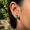 Emerald Earrings 14k Gold, Emerald Cut, Genuine Gemstone Studs