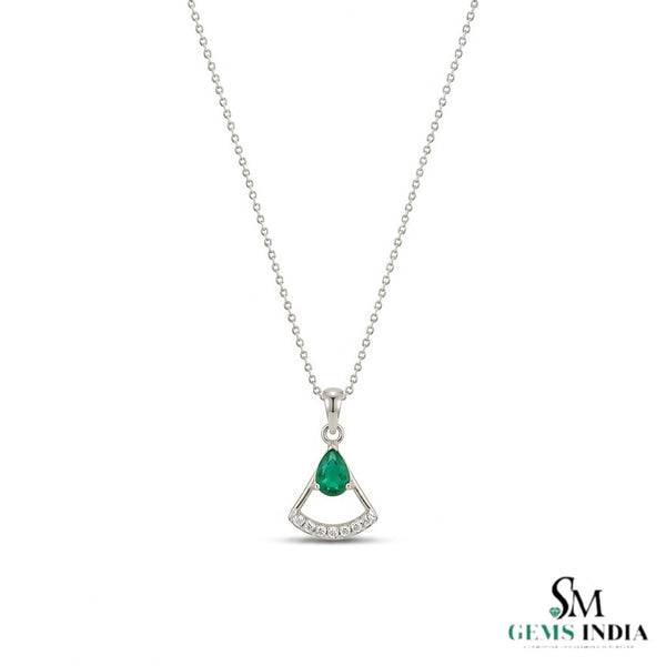 Pear Emerald Pendant With Diamond Accent – Elegant Statement Jewelry For Her&nbsp;