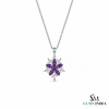 Marquise Amethyst Flower Pendant With Diamond Accents – Jewelry Gift For Her
