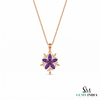 Marquise Amethyst Flower Pendant With Diamond Accents – Jewelry Gift For Her