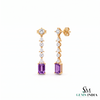 Emerald-Cut Amethyst & Diamond Earrings – February Birthstone Jewelry