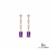 Emerald-Cut Amethyst & Diamond Earrings – February Birthstone Jewelry