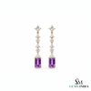 Emerald-Cut Amethyst & Diamond Earrings – February Birthstone Jewelry