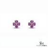 Heart Shape Amethyst Flower Stud Earrings - Elegant Gemstone Jewelry