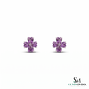 Heart Shape Amethyst Flower Stud Earrings - Elegant Gemstone Jewelry