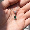 3.40 carat Luxury Pear Natural Emerald Pendant Necklace with Diamond Trio Accent