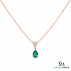 3.40 carat Luxury Pear Natural Emerald Pendant Necklace with Diamond Trio Accent