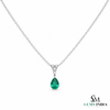 3.40 carat Luxury Pear Natural Emerald Pendant Necklace with Diamond Trio Accent