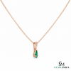 3.40 carat Luxury Pear Natural Emerald Pendant Necklace with Diamond Trio Accent