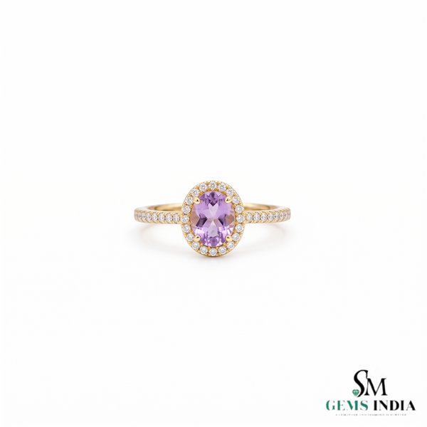 Oval Amethyst Halo Ring With Diamond Accents – Luxury Jewelry Gift