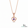 Natural Round Amethyst Heart Pendant With Diamond Accent - Romantic Jewelry Gift for Her