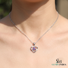 Natural Round Amethyst Heart Pendant With Diamond Accent - Romantic Jewelry Gift for Her