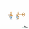 Natural Aquamarine & Diamond Heart Drop Earrings – Elegant Gold Jewelry