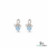 Natural Aquamarine & Diamond Heart Drop Earrings – Elegant Gold Jewelry