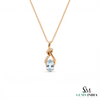 Oval Cut Aquamarine and Diamond Accent Twisted Swirl Pendant