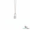 Cushion Cut Aquamarine and Diamond Accent X-Bail Pendant - Anniversary Jewelry Gift
