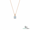 Cushion Cut Aquamarine and Diamond Accent X-Bail Pendant - Anniversary Jewelry Gift