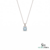 Cushion Cut Aquamarine and Diamond Accent X-Bail Pendant - Anniversary Jewelry Gift