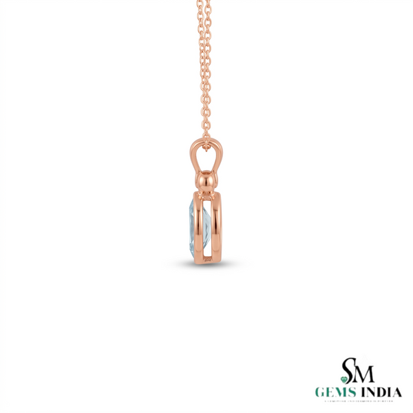 Genuine Marquise Cut Light Blue Aquamarine Solitaire Pendant - Gift For Her