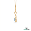 Natural Oval Cut Aquamarine Drop Pendant in a Diamond-Accented Tear Frame