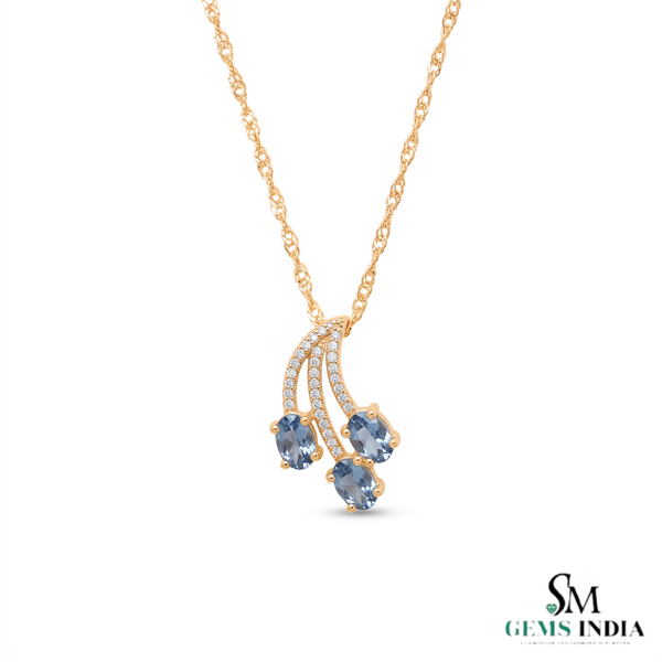 Elegant Triple Oval Cut Aquamarine With Diamond Accent - Dainty Fine Jewelry For Her
