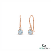 Round Aquamarine Drop Earrings With Diamond Accent - Birthstone Fine Jewelry Gift For Her