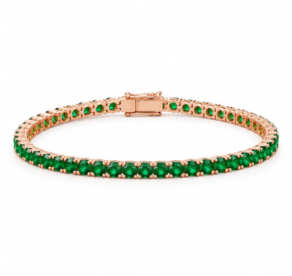14k rose gold natural emerald 4 carats 6.5 inches length