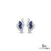 Blue Sapphire Marquise Leaf Earrings - Diamond Accent Fine Jewelry
