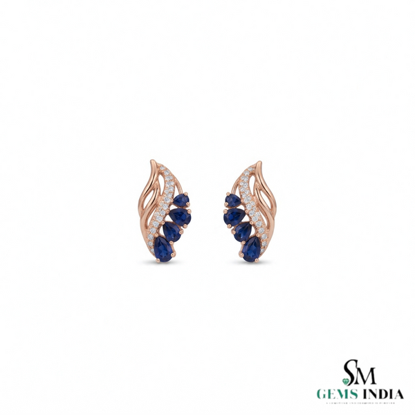 Marquise Blue Sapphire Earrings with Diamond Accents – Elegant Designer Earrings