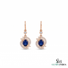 Oval Blue Sapphire Diamond Halo Drop Earrings - Luxury Statement Jewelry