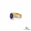 Oval Sapphire Ring with Sparkling Diamond Halo - Anniversary Gift