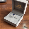 Oval Sapphire Gold Ring with Diamond Embellished Band - Gift For Her
