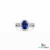 Oval Sapphire Ring with Sparkling Diamond Halo - Anniversary Gift