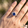 Oval Sapphire Ring with Sparkling Diamond Halo - Anniversary Gift