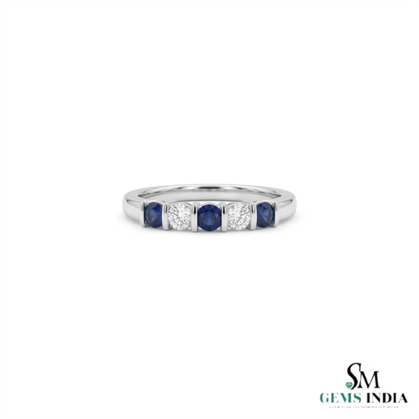 Round Blue Sapphire and Diamond Ring - Sophisticated Fine Jewelry