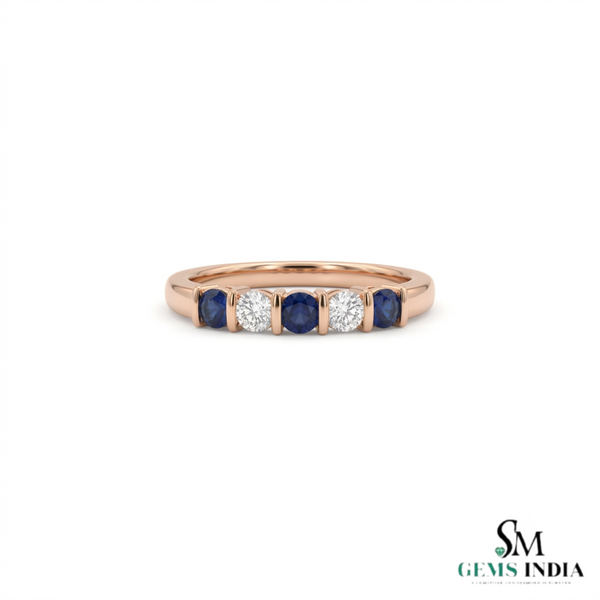 Round Blue Sapphire and Diamond Ring - Sophisticated Fine Jewelry