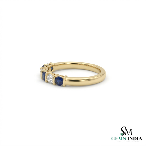 Round Blue Sapphire and Diamond Ring - Sophisticated Fine Jewelry