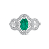 Oval Raw Emerald And Diamond Anniversary Ring / Wedding Ring For Womens / May Birthstone Ring/ Mother's Day Gift