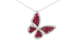 Butterfly Natural Ruby Pendant In 14K Solid Gold , Women Gift July Birthstone Animal Design Pendant