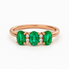3 Stone Emerald And Diamond Engagement Ring